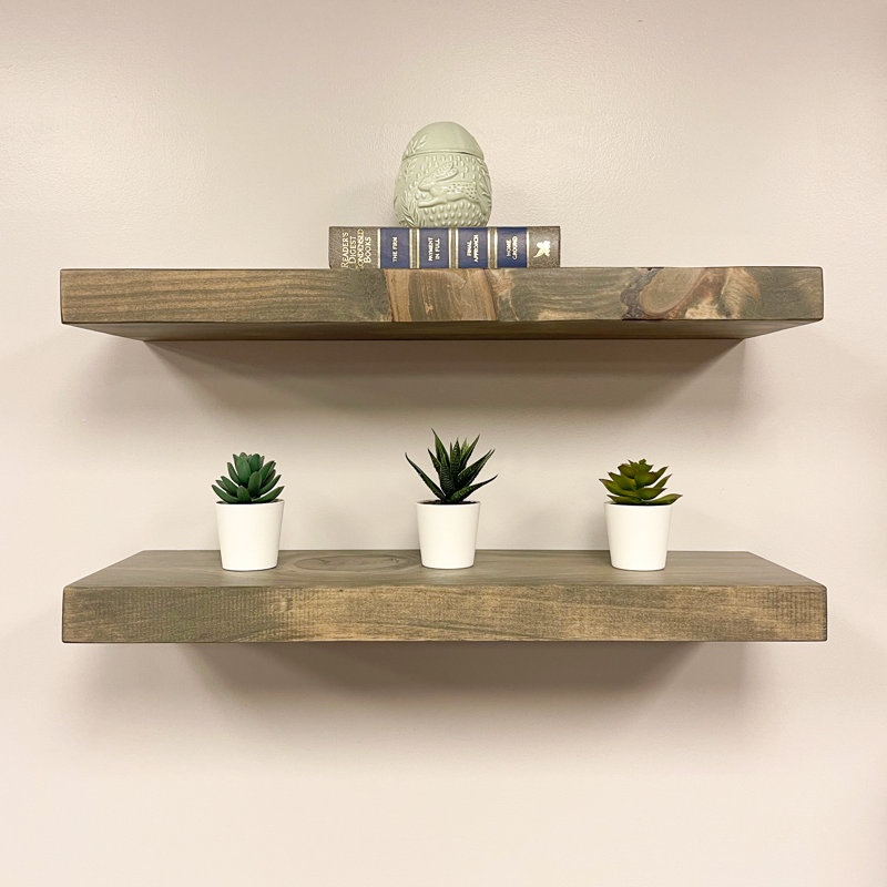 Haby Rustic Floating Shelves, Aged Barrel, 1.75" H x 48" W x 8" D