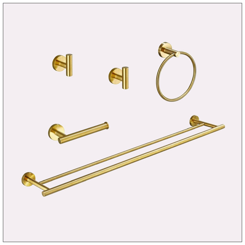 Bathroom Hardware Set, Brushed Gold