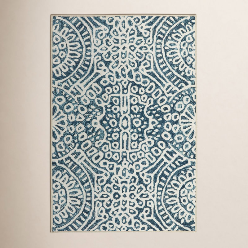 Temple Ink Machine Washable Rug, Rectangle 4' x 6'