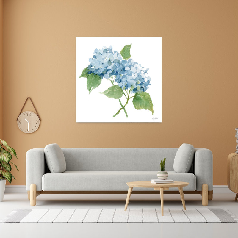 Hortensia bleu contemporain avec art floral bleu, H 48 po x l 48 po