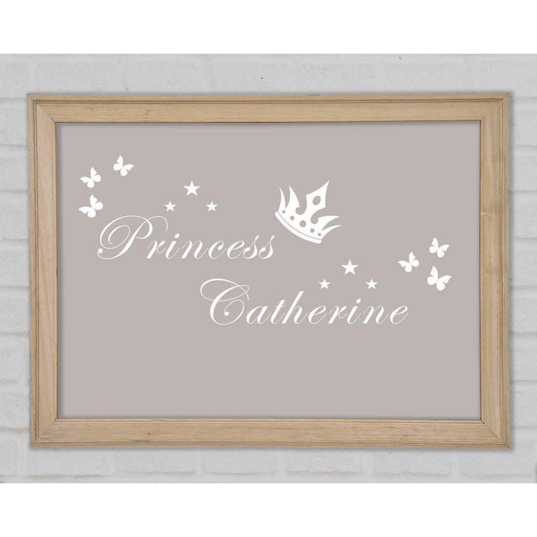 Dein eigener Name Prinzessin 2 Beige Gerahmter Druck