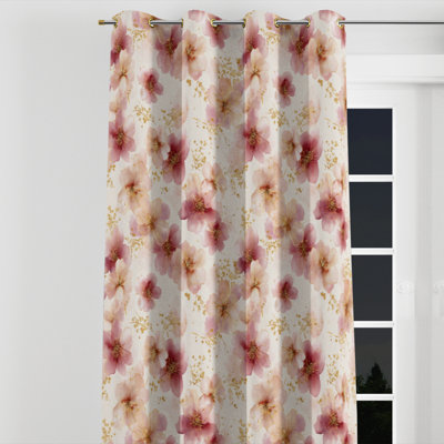 Rideaux de fenêtre Country Farmhouse - Rideau à œillets à motif floral crème - 1 panneau