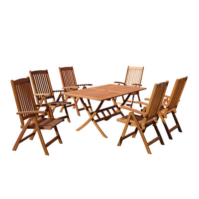 Harding 6 - Person Eucalyptus Solid Wood Patio Dining Set Rectangular Table