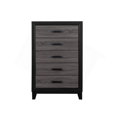 5-Drawer Vertical Chest With Weathered Wood & Matte Handles