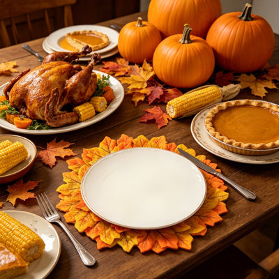 Napperon artificiel en feuille d'érable, décoration de table d'automne pour l'Action de grâce et l'Halloween