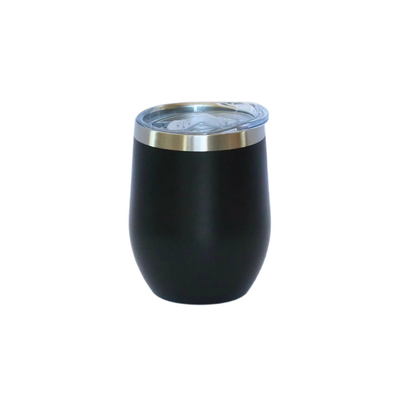 Creative cadeaux international 12 oz. Verre à vin en acier inoxydable à double paroi, Noir