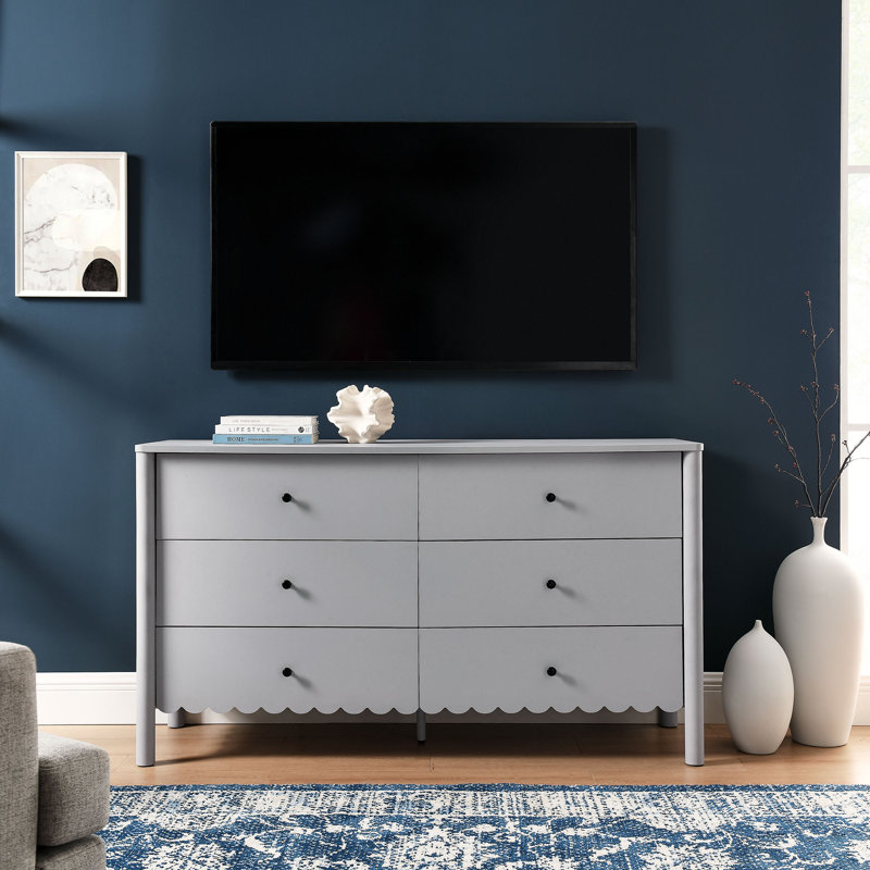 Commode 6 tiroirs Emmeline, Gris clair