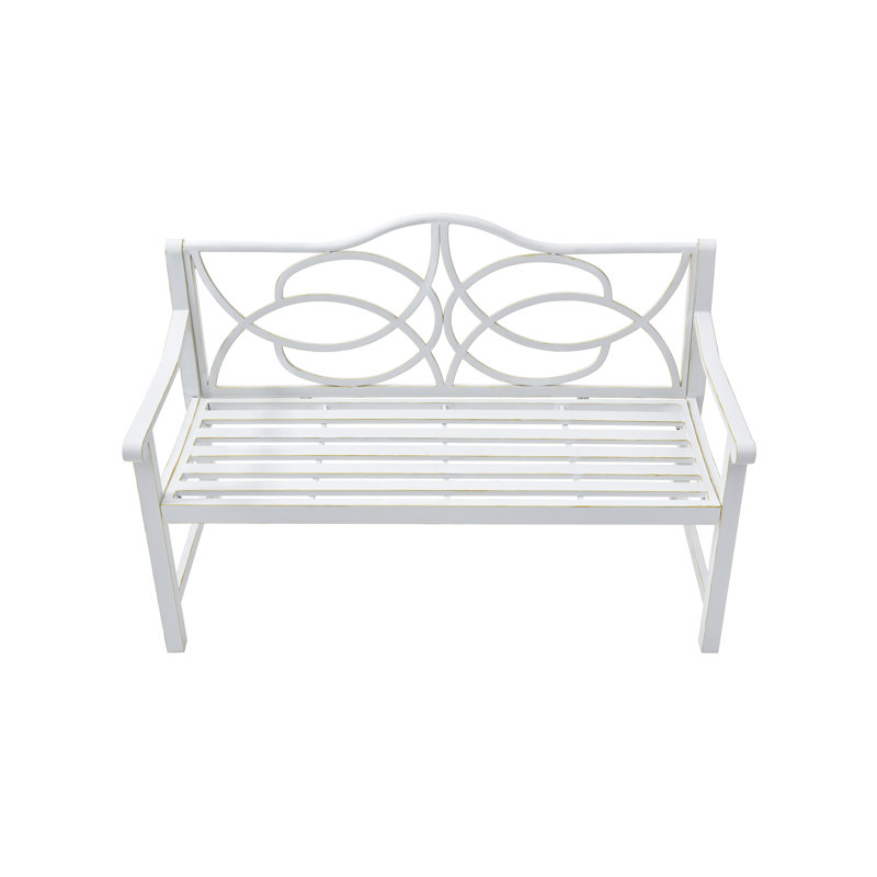 Banc de patio extérieur en métal blanc
