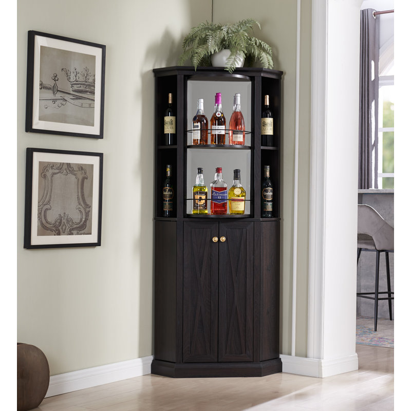 Ian 29.68'' Bar Cabinet, Walnut/Brown