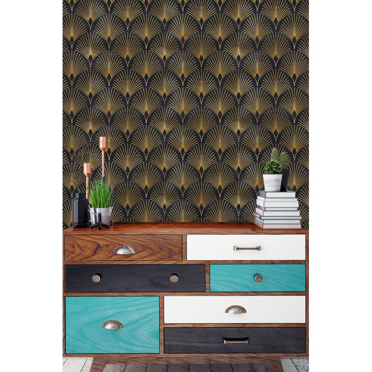 Everly Quinn Papier peint adhésif texturé doré à motif géométrique  imperméable (17,71 po x 196 po), papier autocollant vinyle adhésif pour  mur, escalier, comptoir, armoires - Wayfair Canada