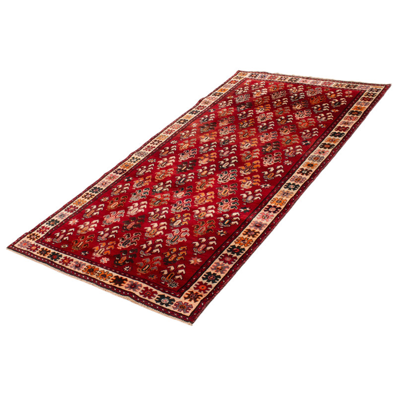 Tapis rouge en laine des années 1990 4 pi 9 po x 9 pi 5 po Melis