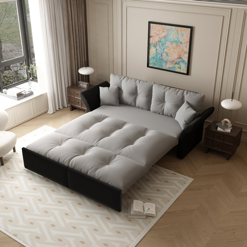 Canapé-lit convertible en velours 74,8 po, Gris