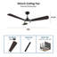 Ventilateur de plafond intelligent DEL à 3 pales 56 "avec lumière -541540810-541540806