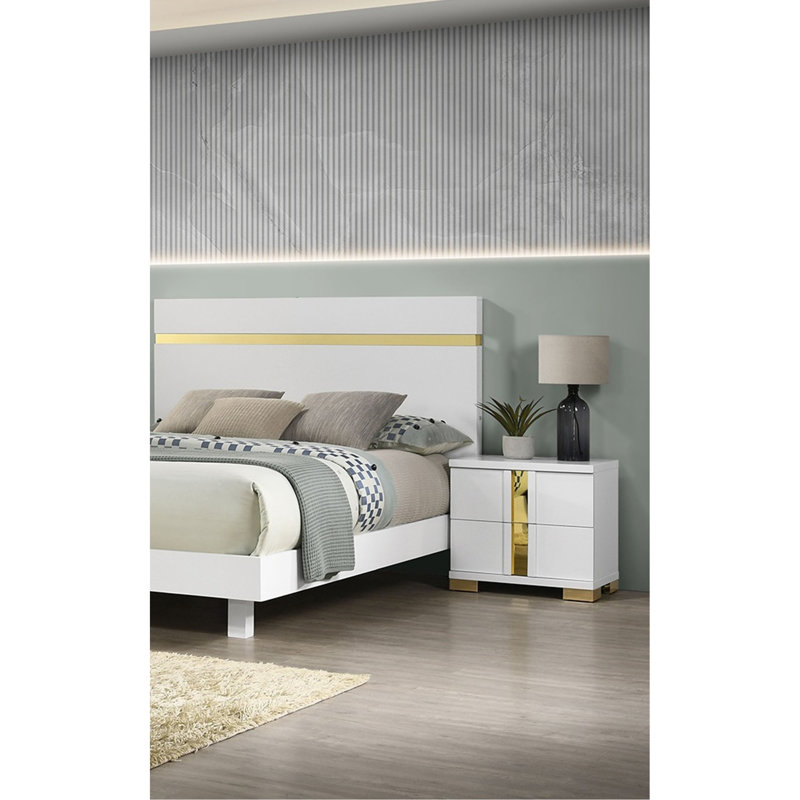 Garniture de table de chevet 1Pc, Blanc / Doré