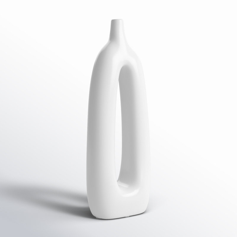 Vase contemporain en céramique, Blanc