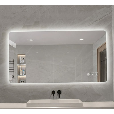 Wall Mounted LED Lighting Mirror/Bathroom Mirror/Full-Length Mirror/Makeup Mirror, Three Color Lighting+Dimming+IP44 Waterproof+Anti Fog+Touch Switch 24 × 48 Inches
