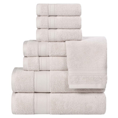 Blue Nile Mills  Zero-Twist Cotton Towel Set With Framed Dobby Border - Quick-Dry