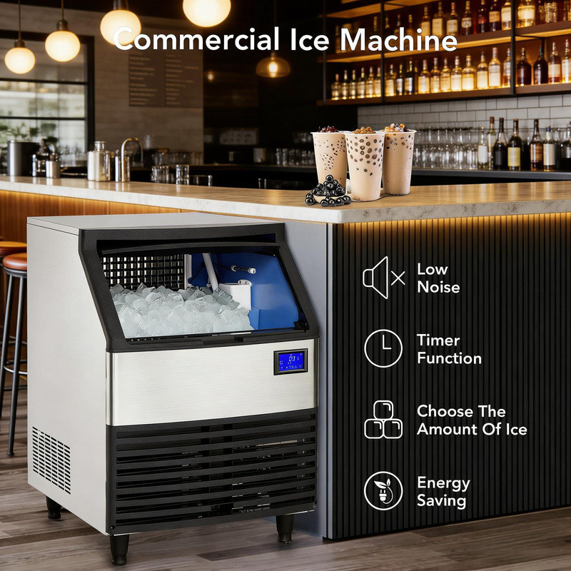 Machine à glaçons sous le comptoir de 260 lb / 24 H - 99 lb de rangement, autonettoyante, autoportante pour le bar et la cuisine