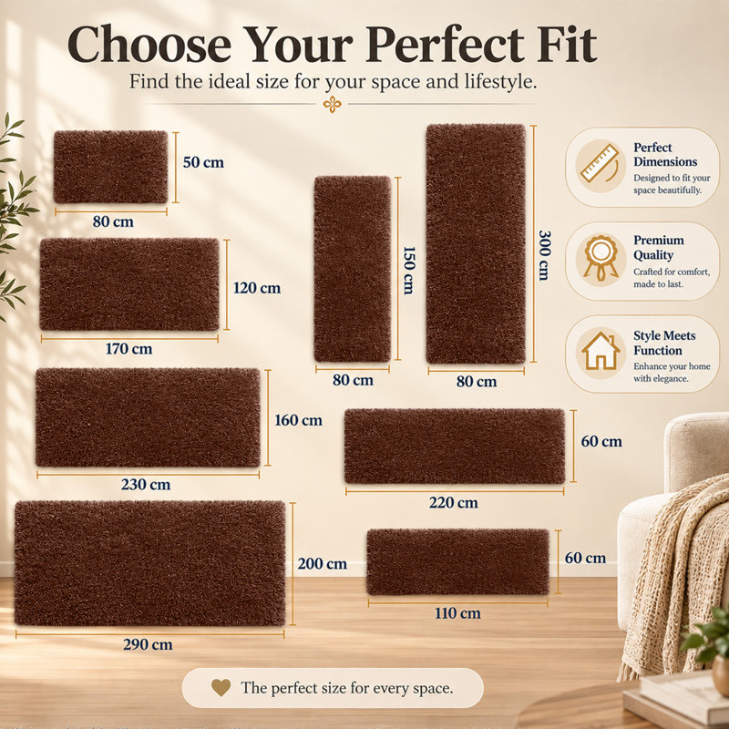 Adela Rectangle Shaggy Washable Area Rug, Rectangle 50 x 80 cm