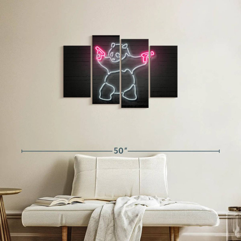 Brampt Panda Pink Guns, 22" H x 36" W