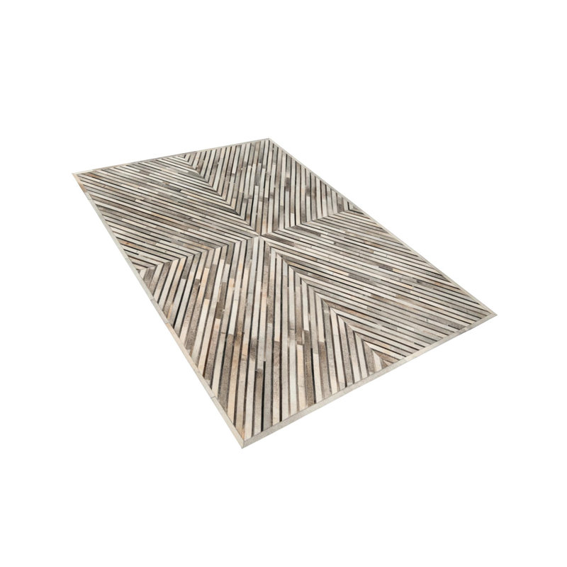  X Tiles Cowhide Leather Rug, Rectangle 6'1" x 9'