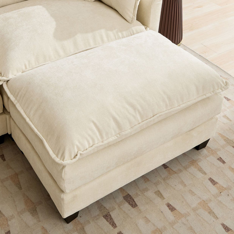 Canapé-lit modulaire avec canapé-lit surdimensionné Schmucker, Chenille beige, H 33 po x l 78 po x P 35 po