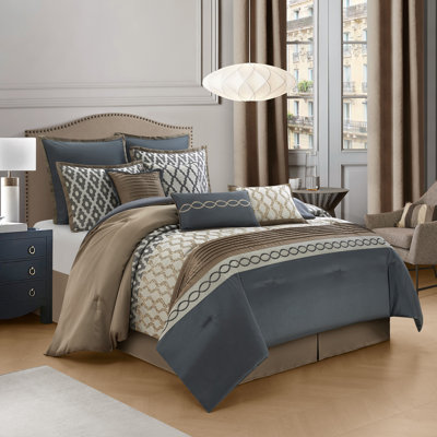 Caval 10 Piece Jacquard Comforter Set