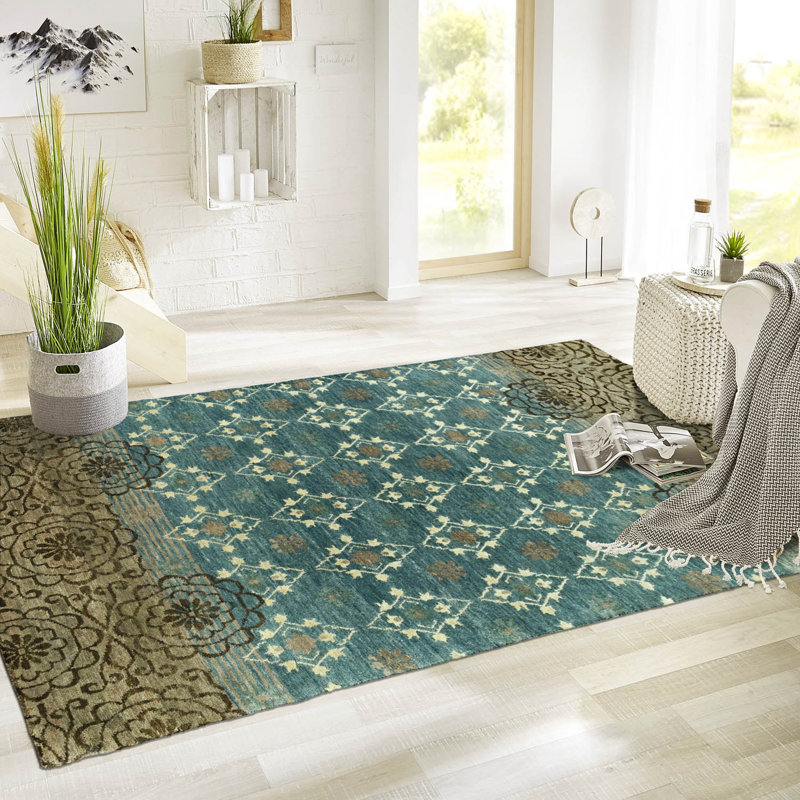 Tapis intérieur / extérieur rectangulaire en laine de conception unique 3 pi 10 po x 5 pi 11 po Hatsuyo