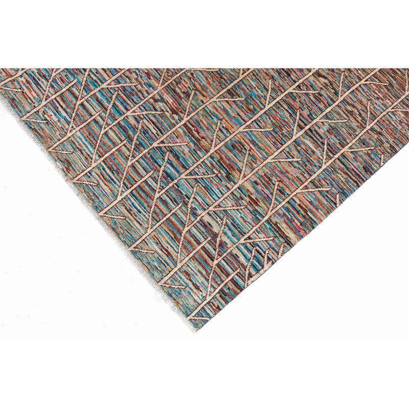 High-Quality Hand-Knotted Navy And Red Area Rug