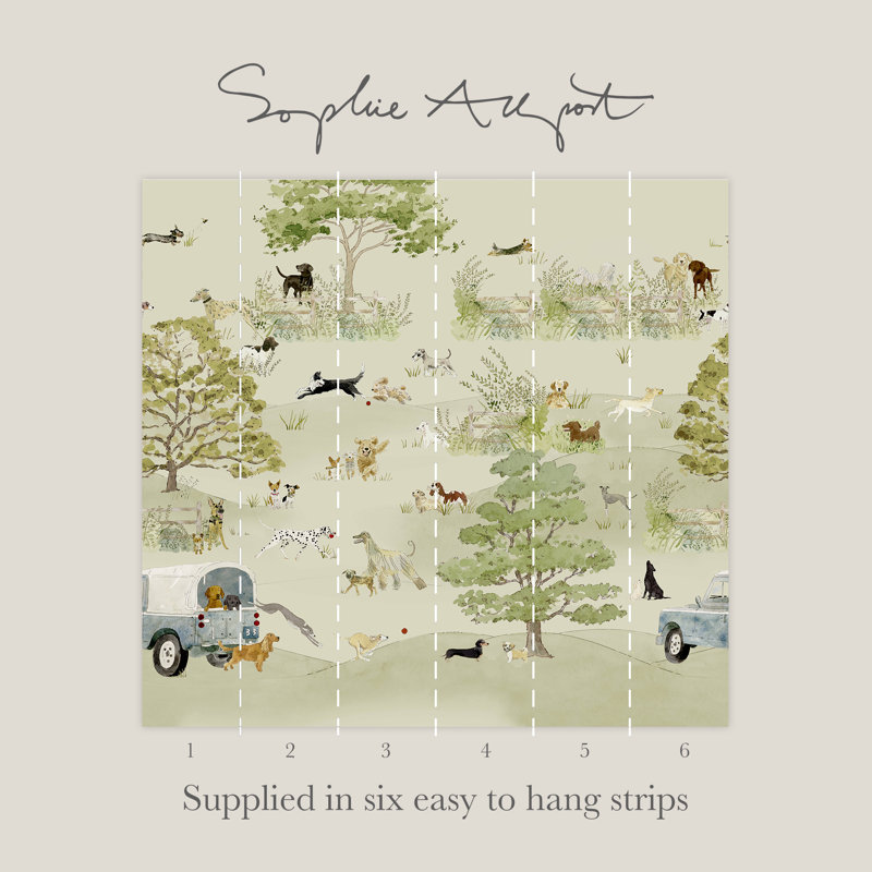 Sophie Allport Dog Walking Hambleton Sage Fixed Size Mural