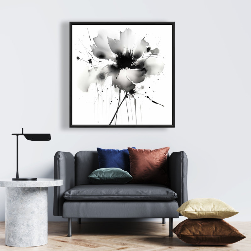 Fleurs blanches encadrées sur toile abstraite | Décoration intérieure