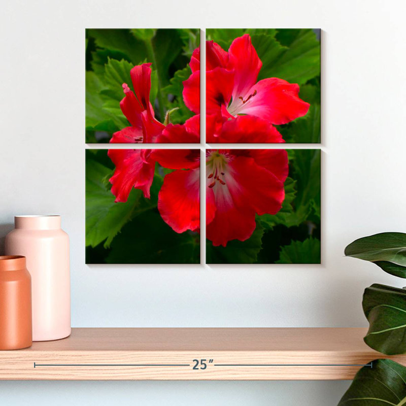 Harnek Red Hibiscus Flowers, 18" H x 18" W