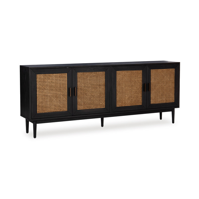 Solid Wood 4 - Door Sideboard, Black
