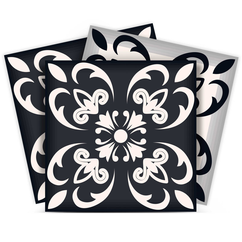 Carreaux amovibles autocollants noirs et blancs 12 po x 12 po Quatro