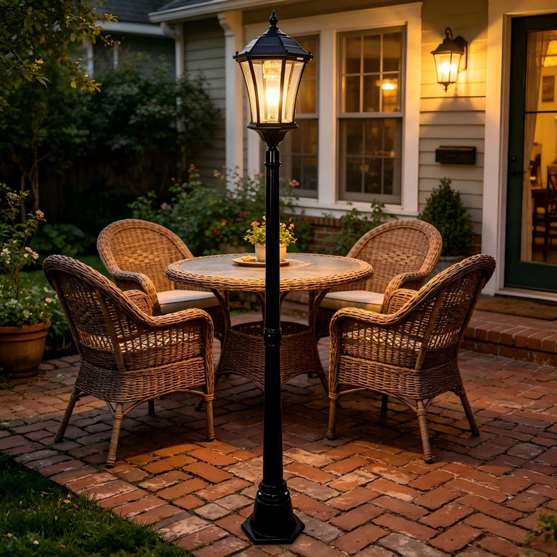 Solar Post Light Streetlight Black Aluminium