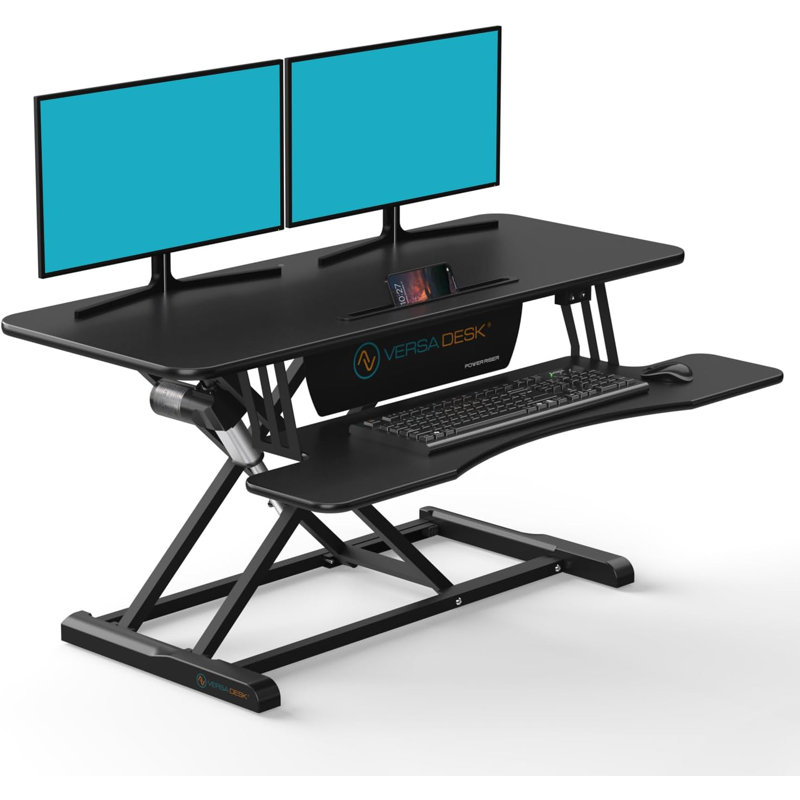 Marecz 40" Standing Desk Converter, Power Riser Electric Height Adjustable Desk Riser, Black