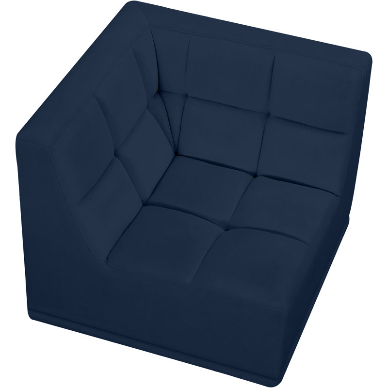 Fauteuil en velours capitonné l 34 po, Velours marine