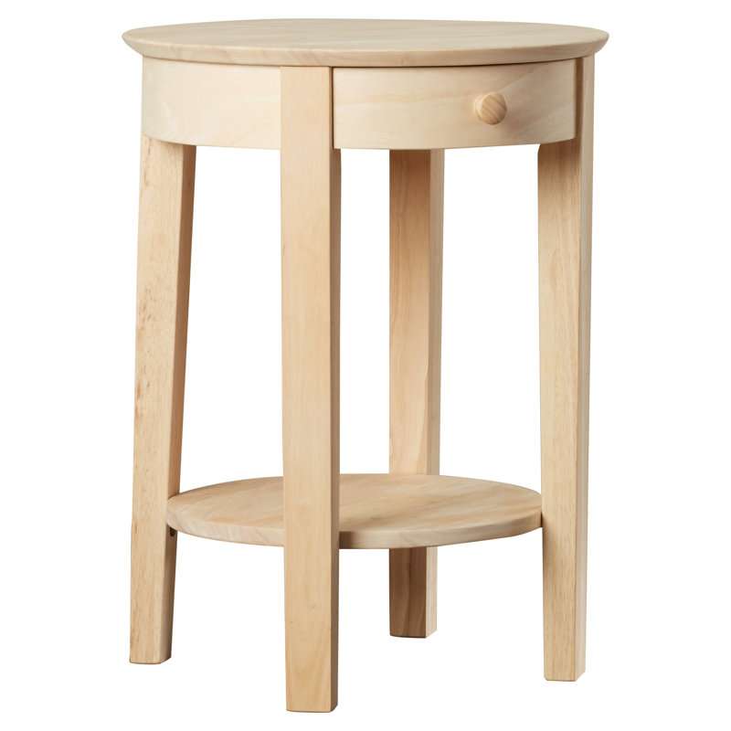 Table de bout en bois massif avec rangement Manatuto, Brut