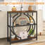 Table d'entrée avec tablettes de rangement à 3 niveaux, table de console industrielle à console étroite avec base circulaire, table d'entrée derrière le canapé pour le couloir, le salon, le vestibule