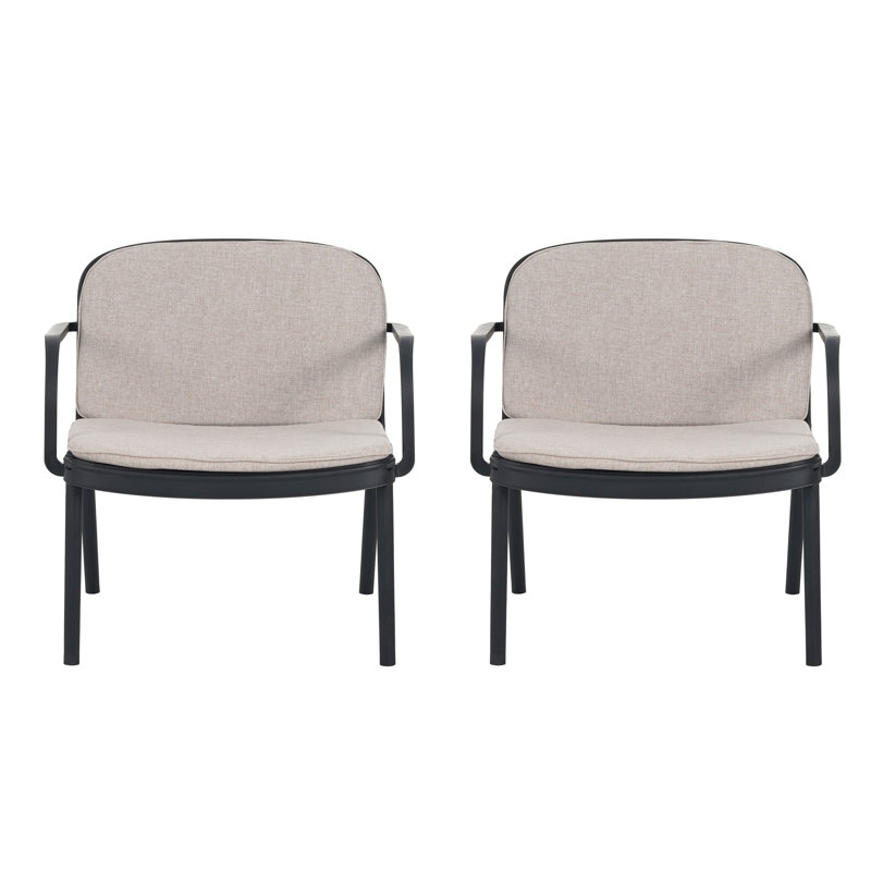 Will Patio Lounge Chairs With PP Frame & Cushions, Beige, Black