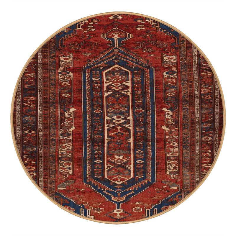 Tapis brun lavable à la machine, Rond 6 pi