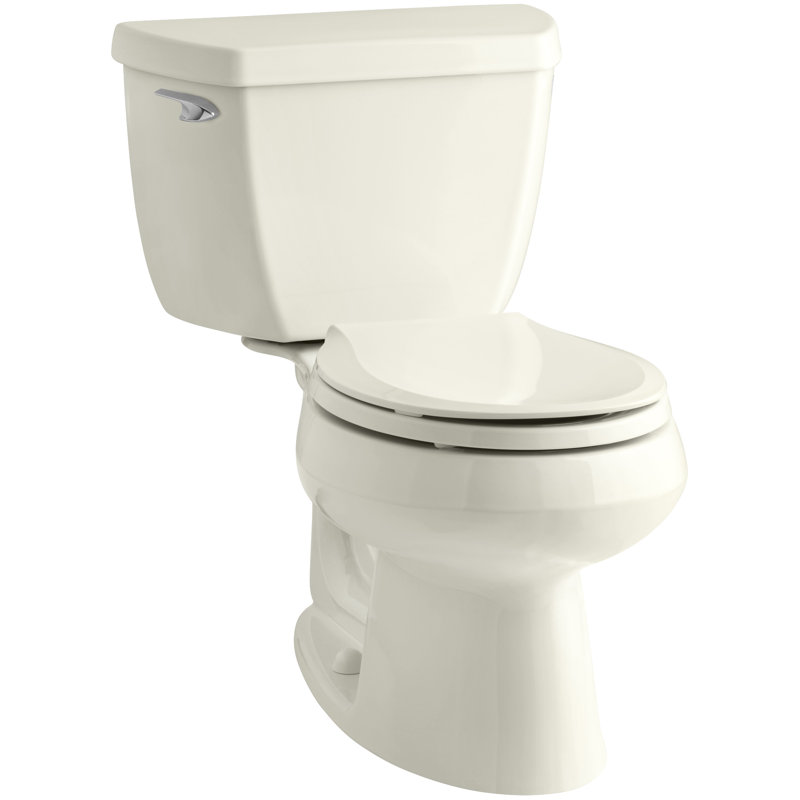 Wellworth 1.28 GPF Water Efficient Round Two-Piece toilet (Seat Not Included), Biscuit, Left-Hand