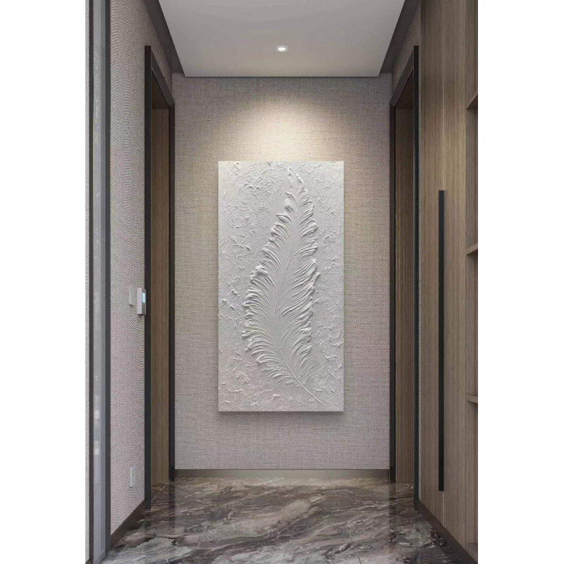«White Textured Feather Wall Art», reproduction d'art
