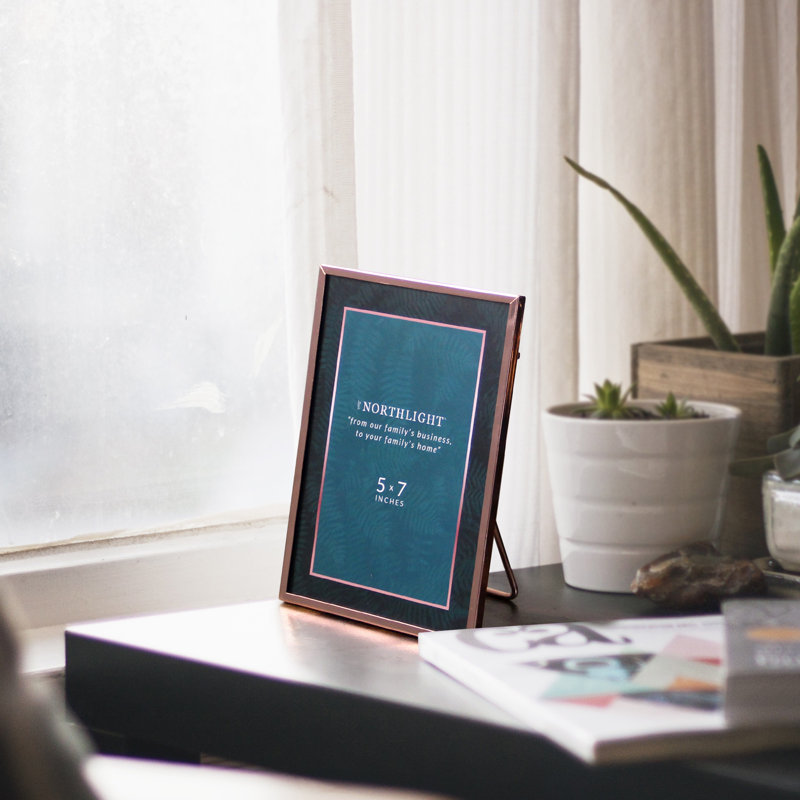 Classical RectangularPhoto Picture Frame with Easel Back - Rose Gold, 4" x 4"