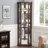 Corner Lighted Curio Cabinet Corner Glass Cabinet Lighted Curio Cabinet Corner Display Case For Living Room, Curio Cabinet, Antique Collection, Wine,Bar Glass Storage Light Included,Dark Cherry-239772228