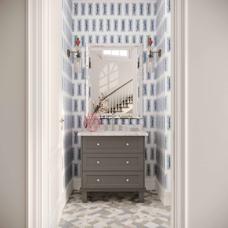 Ako 4x9 Rectangle Marble Micro Mosaic Tile, Azul Blue