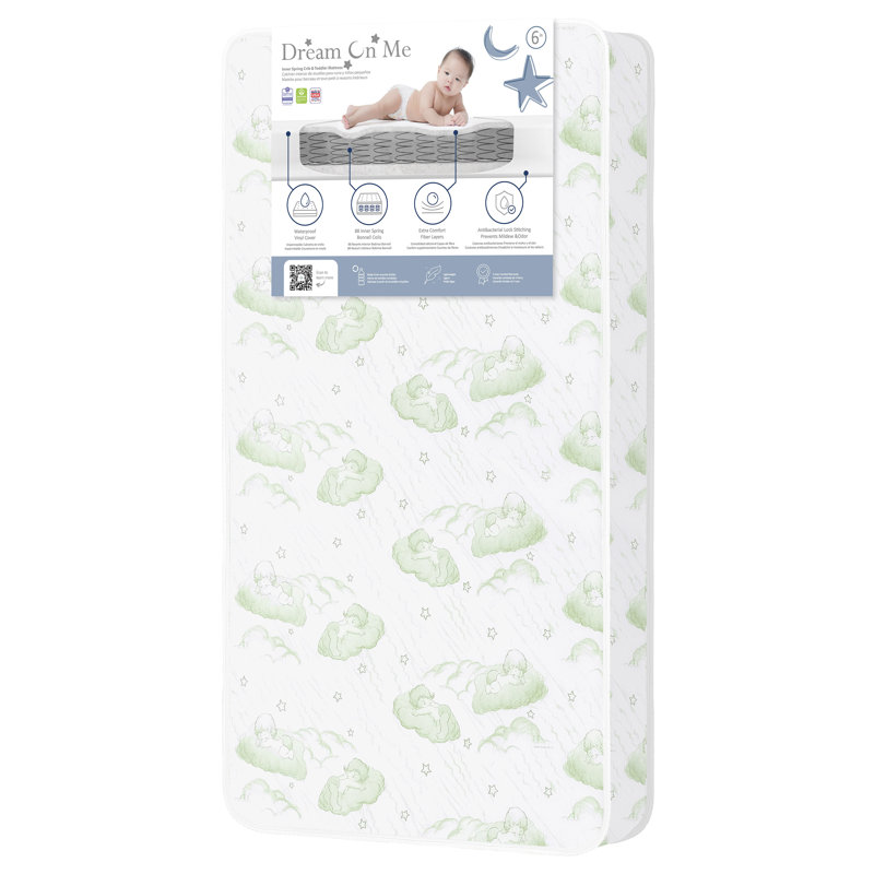 Matelas de lit de bébé à ressorts 112 po Dream On Me Housse imperméable en vinyle | Certifié Greenguard Gold | Fabriqué aux États-Unis | Garantie du fabricant de 10 ans