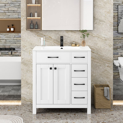 Base de meuble-lavabo simple autoportant 30 po seulement, lavabo non inclus