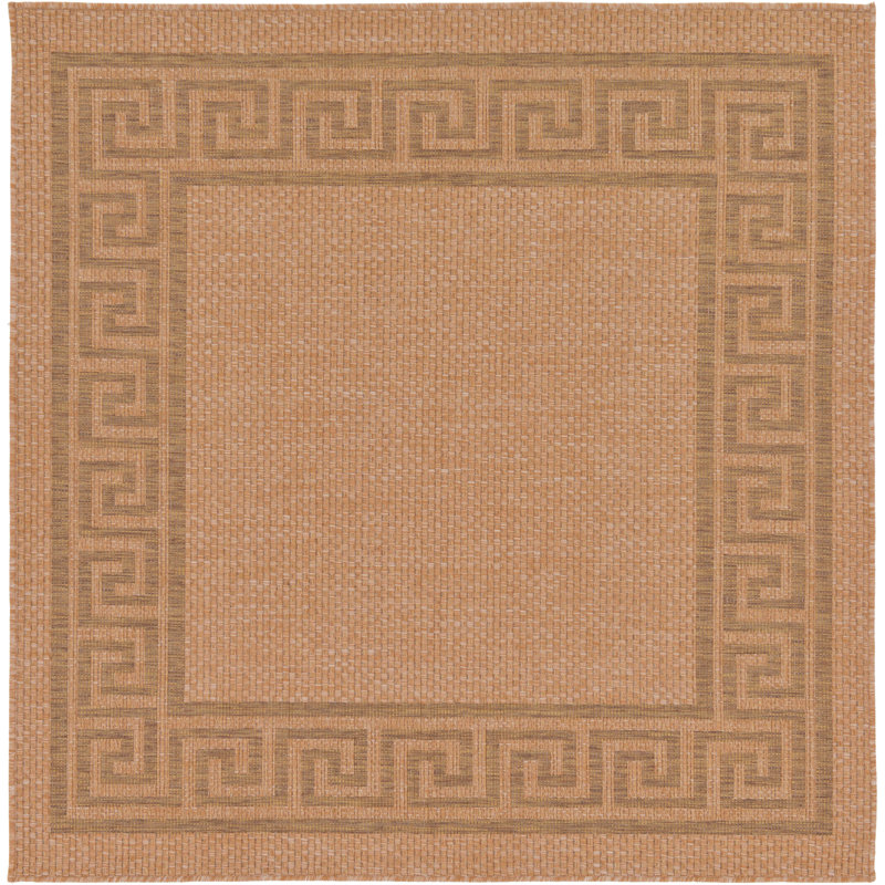 Tapis intérieur / extérieur brun clair Kennell, Carré 6 pi 1 po