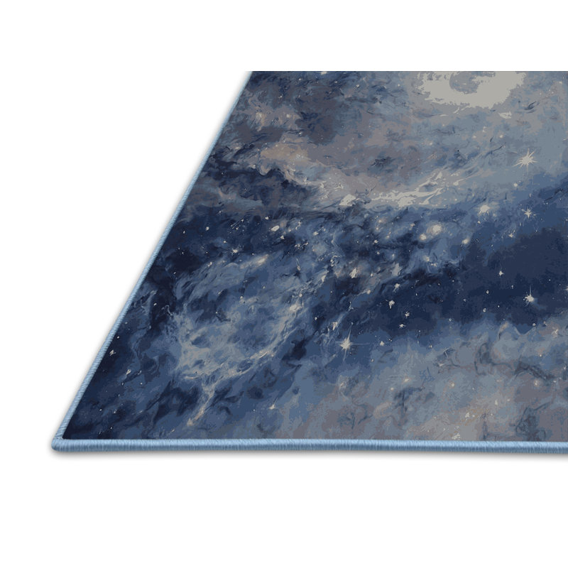 Tapis bleu soyeux et moelleux, Carré 4 pi